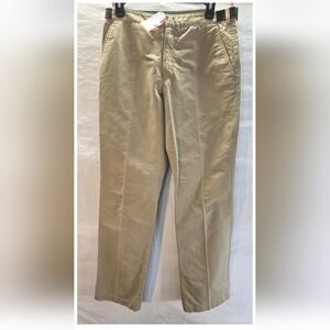 Prada Women's Sise Euro 48/US 12 Beige Chino Pants Leather Detail *Flaw* New
